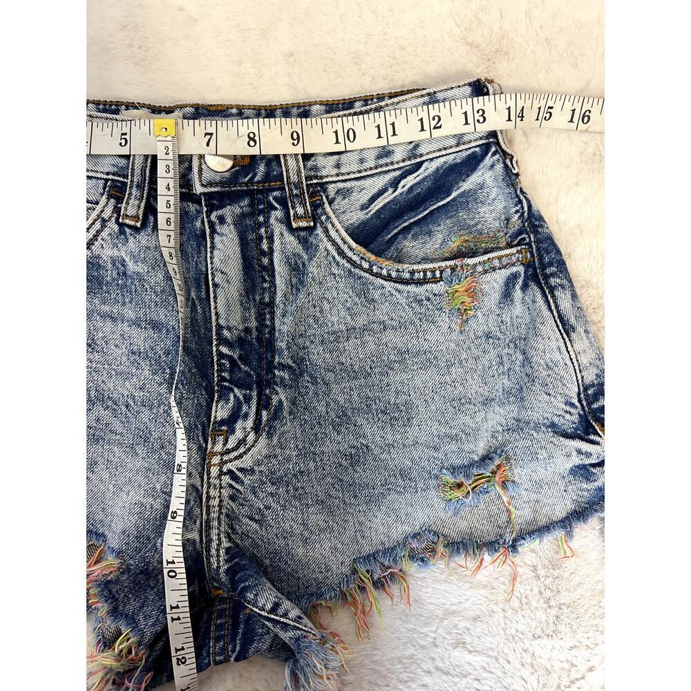 Anthropologie Pilcro Denim Fringe Distressed Cheeky Shorts - Picture 5 of 8